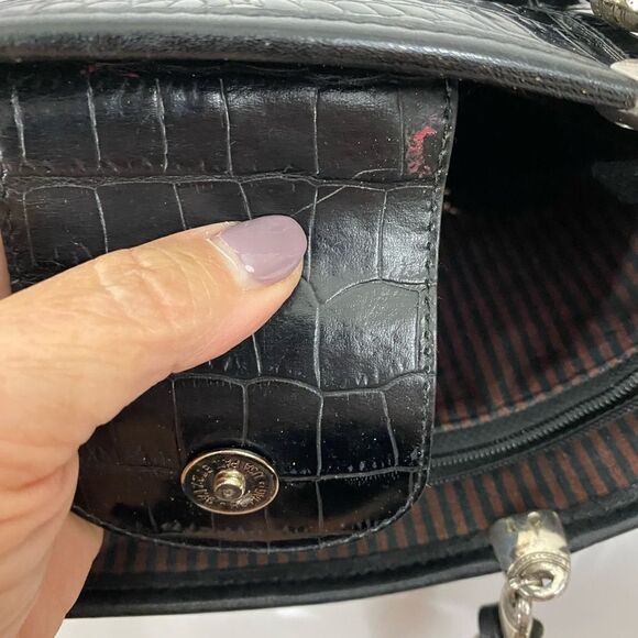 Authentic Brighton Leather Moc Croc Bucket Bag - Picture 14 of 15